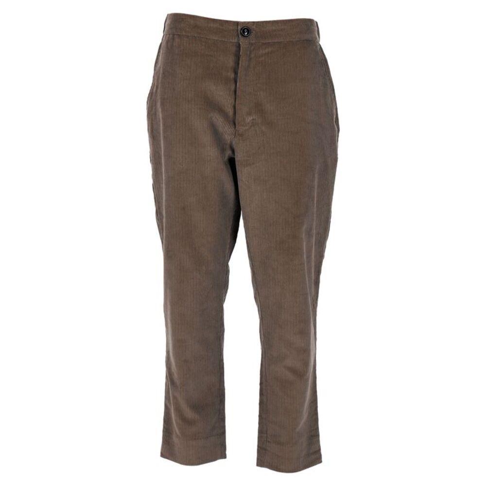 Ami Paris High-Rise Cropped Trousers in Brown Corduroy